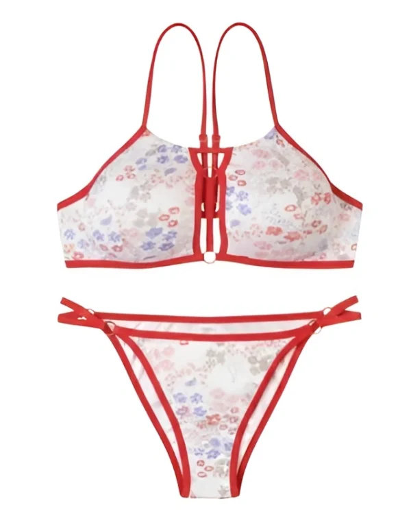 Women’s Non-Padded Halter Neck Lingerie Set – Pink