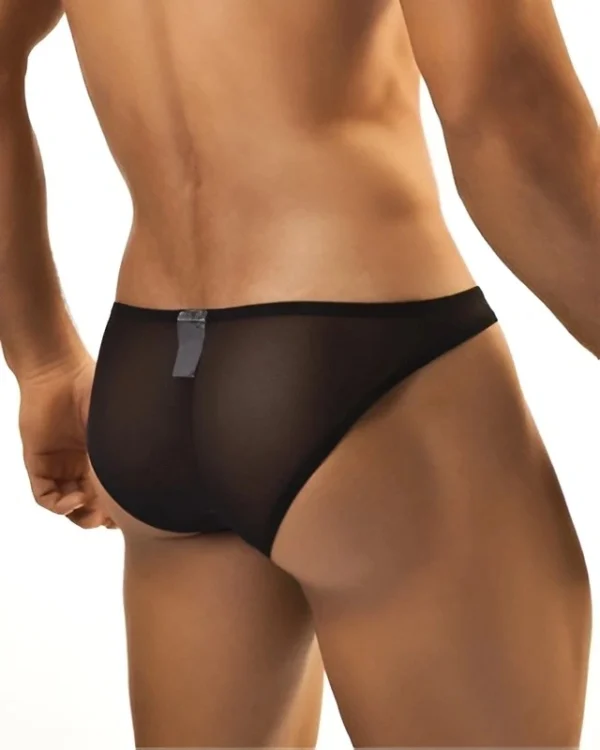 Breathable Transparent Mesh Briefs for Men – Black