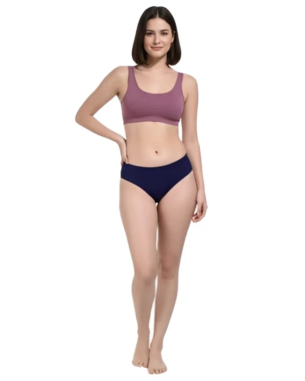Solid Navy Cotton Hipster Panty for women