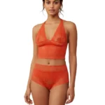 Red Self Design Bra Panty Set