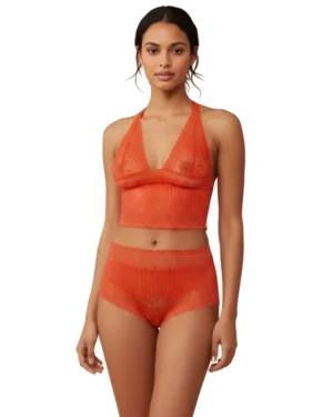 Red Self Design Bra Panty Set