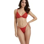 Women’s Red Tanga Bra Panty Lingerie Set