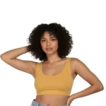 cannyfit sandalwood cotton elastance wire free, non padded comfort fit sports bra for women