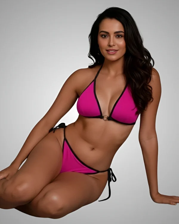 Premium Pink Nylon Lycra Bikini Set