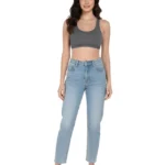 Women’s Grey Racerback Cotton Sports Bra