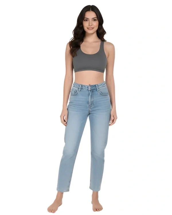 Women’s Grey Racerback Cotton Sports Bra