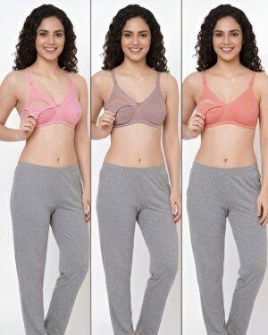 Women's Cotton Feeding Bra Combo Pack of 3 | Hivra Soft
