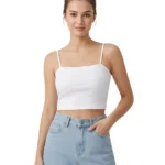 Women Padded Spaghetti Camisole Crop Top Combo Set Pack of 3