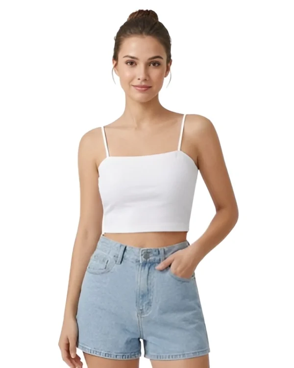 Women Padded Spaghetti Camisole Crop Top Combo Set Pack of 3